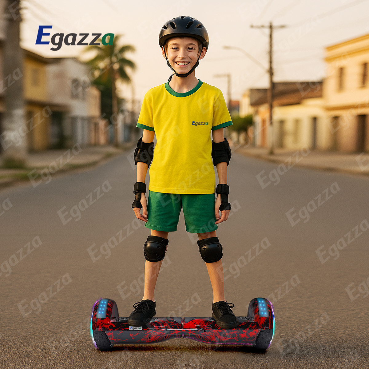 Hoverboard Bluetooth Com Padrão De Chama Vermelha Antech K5