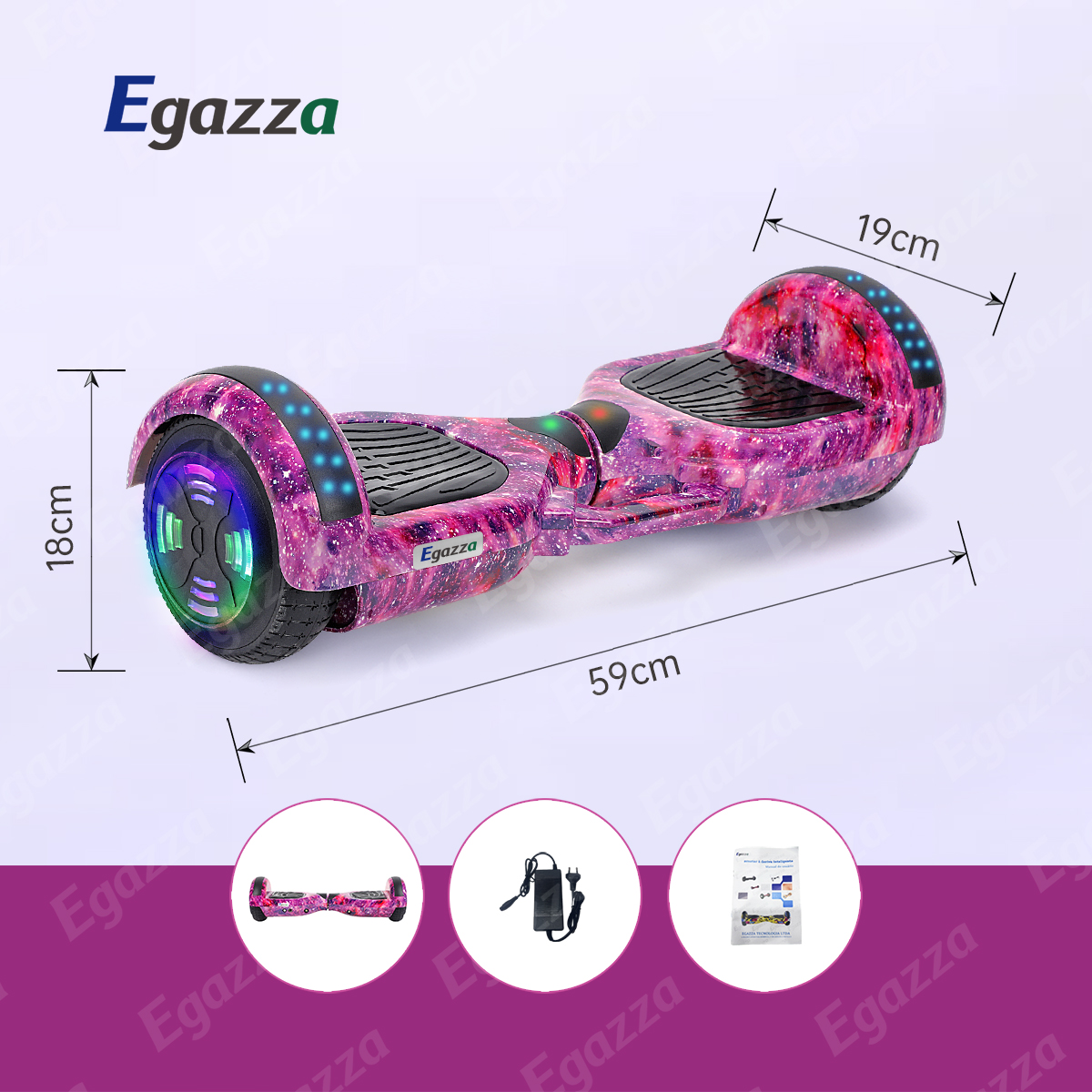 Hoverboard Elétrico Egazza K5 Purple Starrysky Com Bluetooth