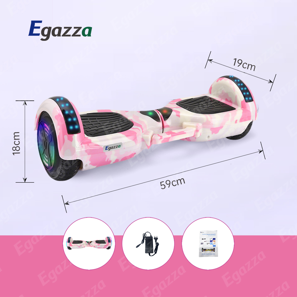 Egazza K5 Camuflagem Rosas Hoverboard Com Bluetooth