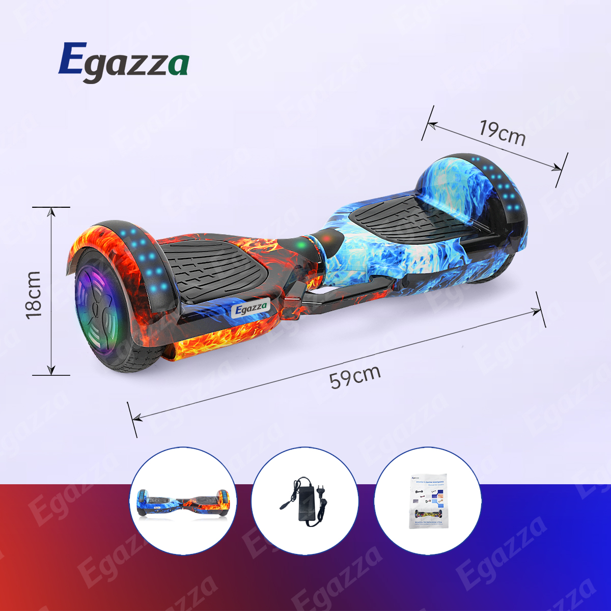 Hoverboard Antech K5 Com Padrão De Gelo E Fogo E Bluetooth