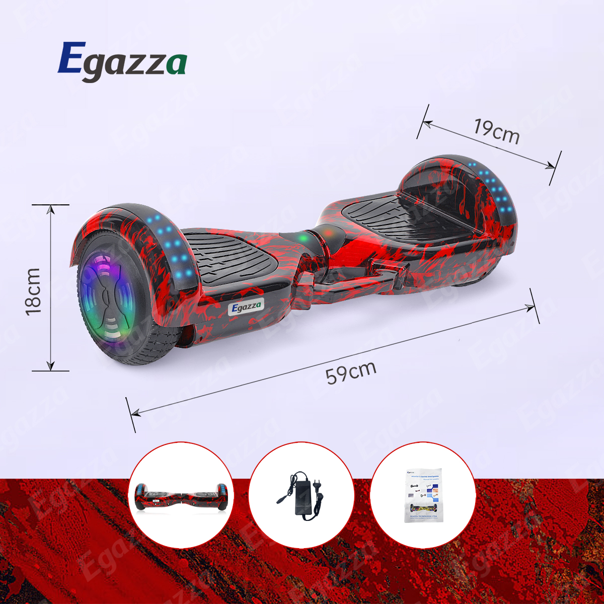 Hoverboard Bluetooth Com Padrão De Chama Vermelha Antech K5