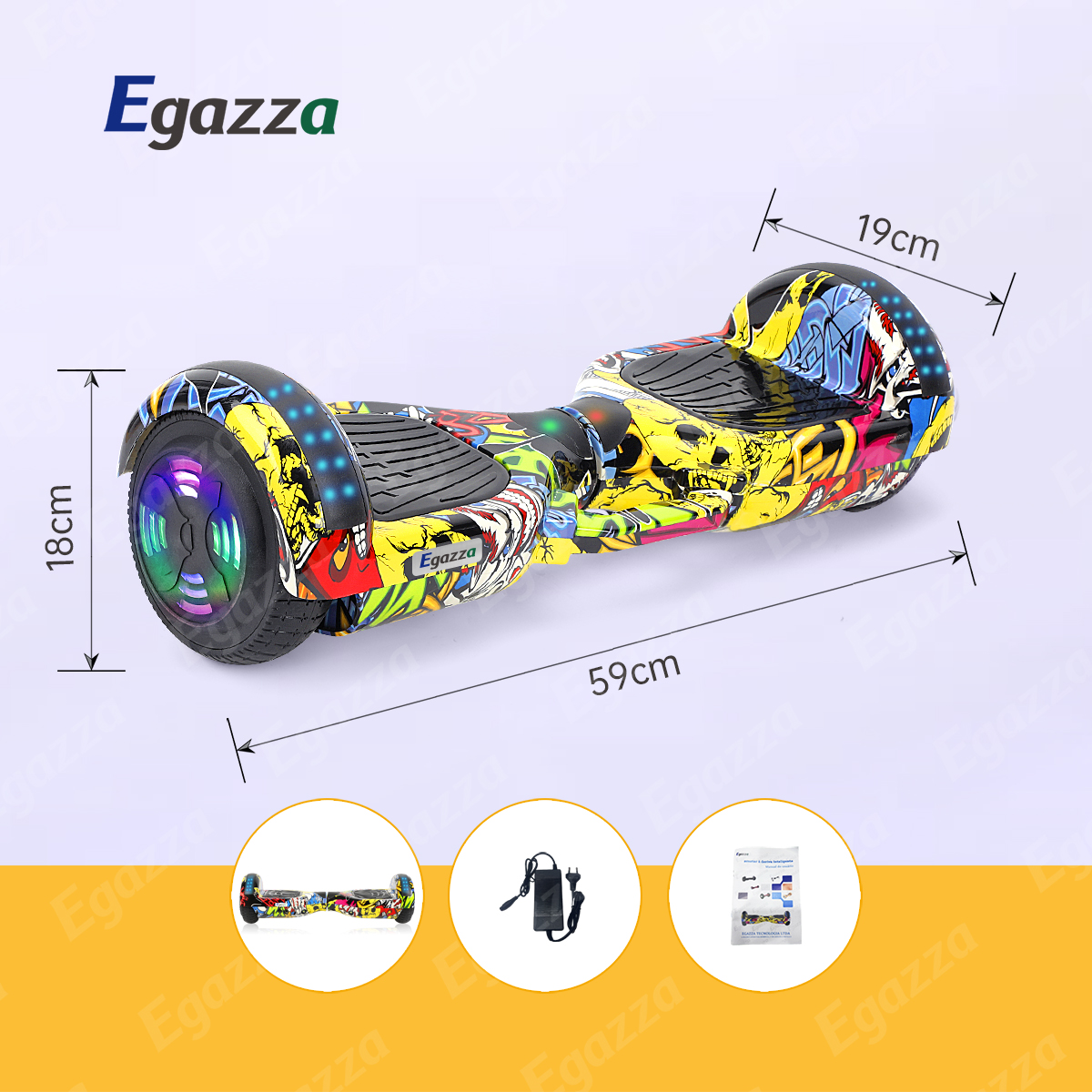 Egazza K5 Hip Hop Scooter Autobalanceada Bluetooth Colorida