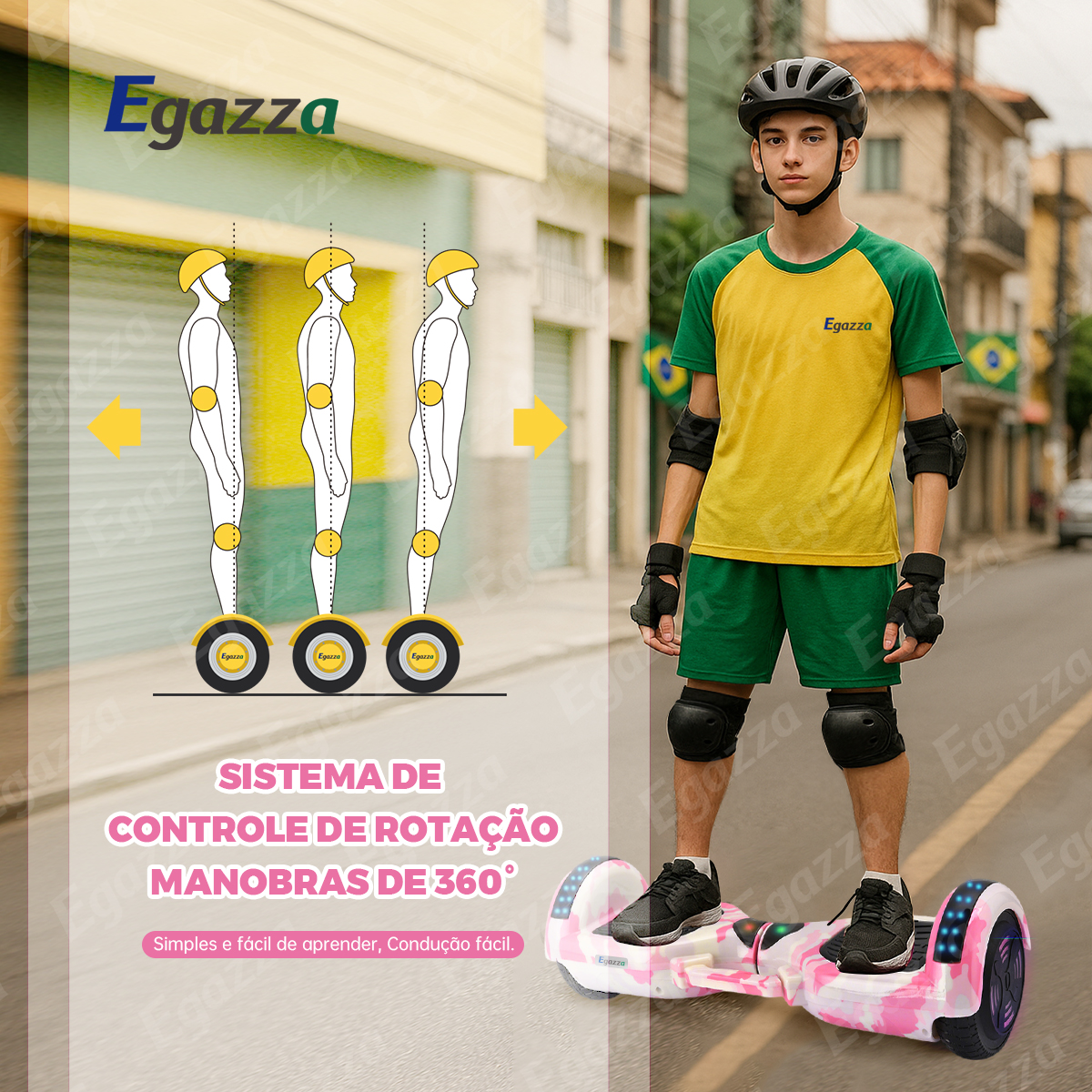 Egazza K5 Camuflagem Rosas Hoverboard Com Bluetooth