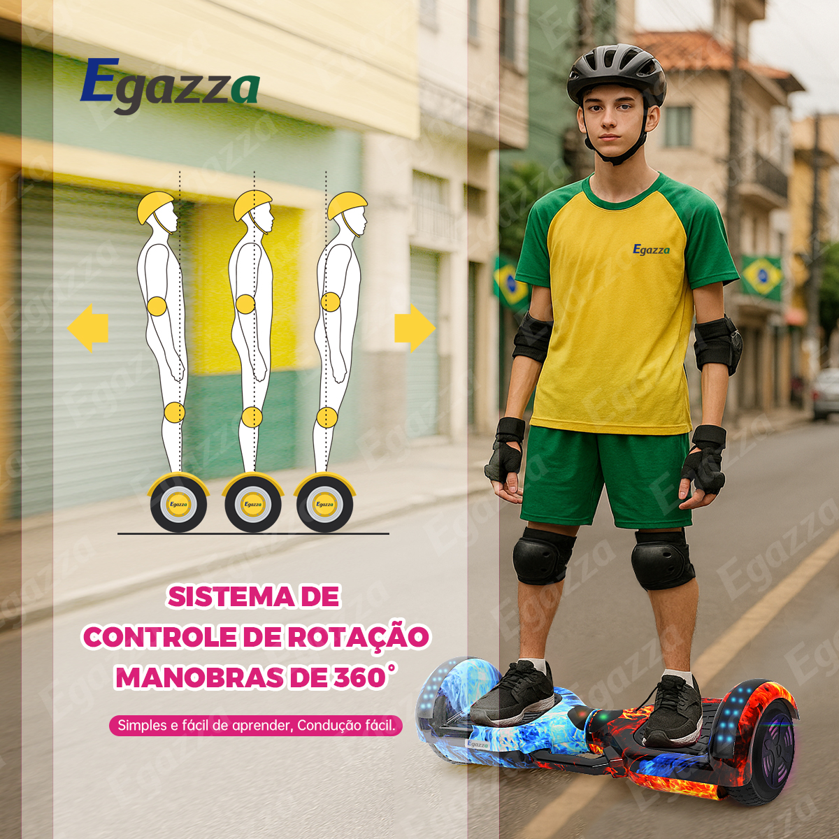 Hoverboard Antech K5 Com Padrão De Gelo E Fogo E Bluetooth